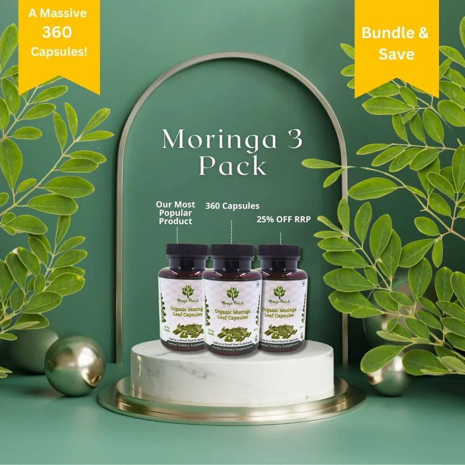 Organic Moringa Capsules 3 Pack - 360 Capsules